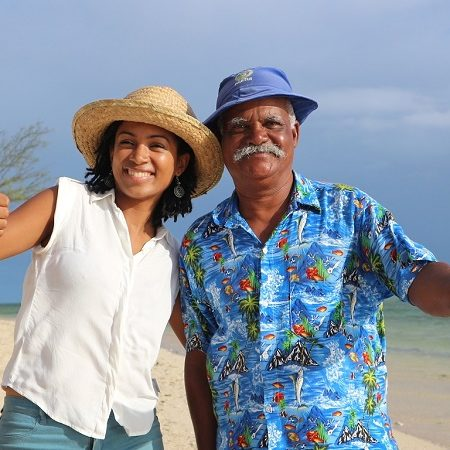 Karlos and Virginia on the beach at Le Morne